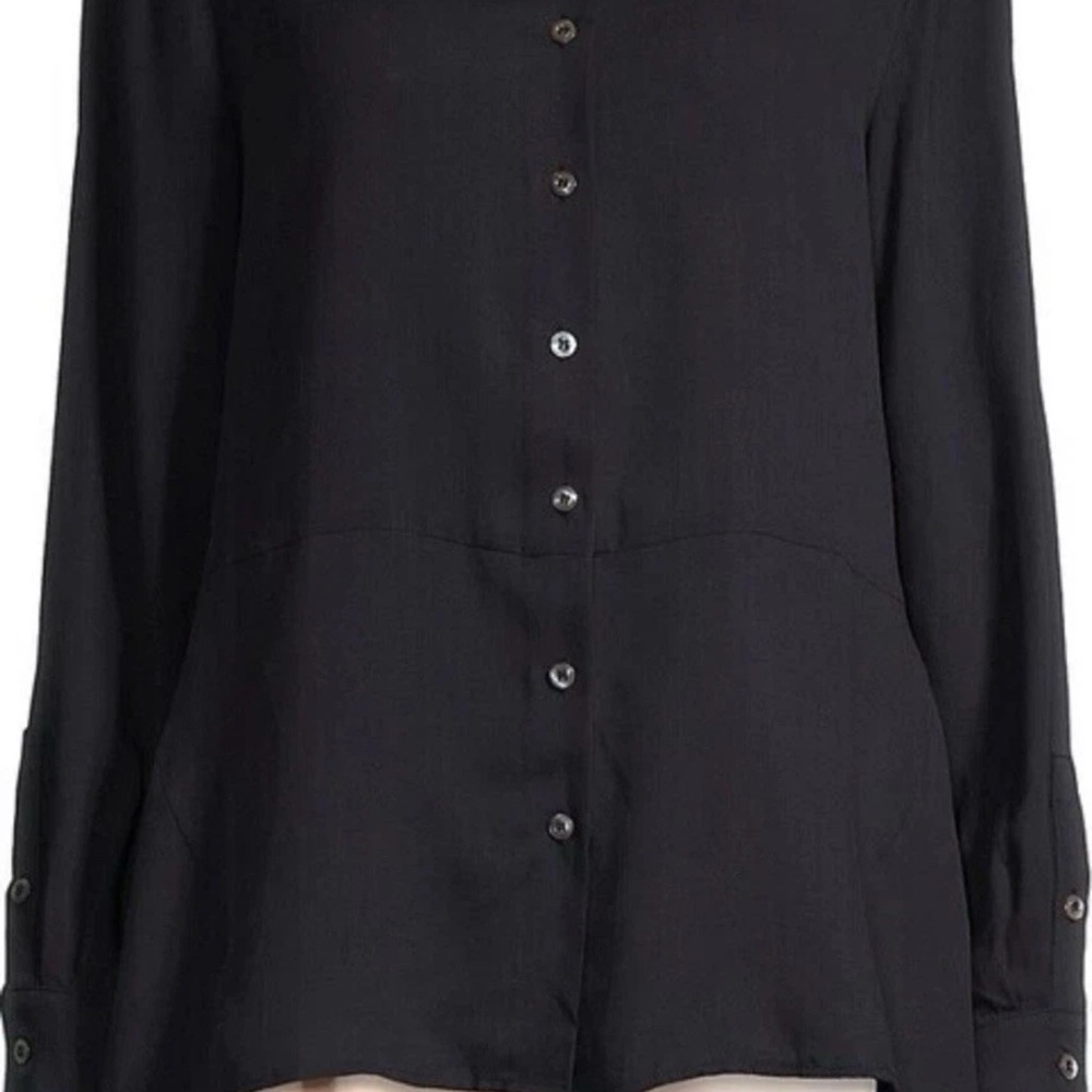 NWT Harshman Anthropologie Ornella Button Shirt Blouse Dark Navy Sz. M MSRP $212 - Picture 4 of 5